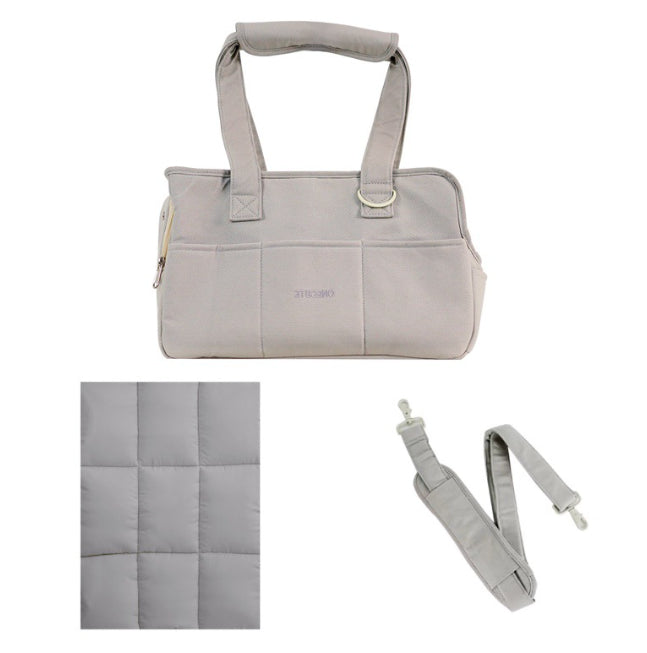 Beige nylon canvas pet carrier bag for small dogs