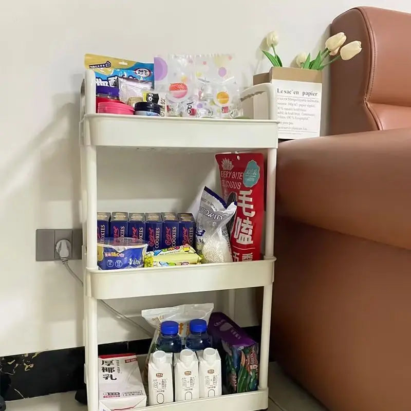 4 wheel rolling storage cart for bathroom kitchen and snack organization