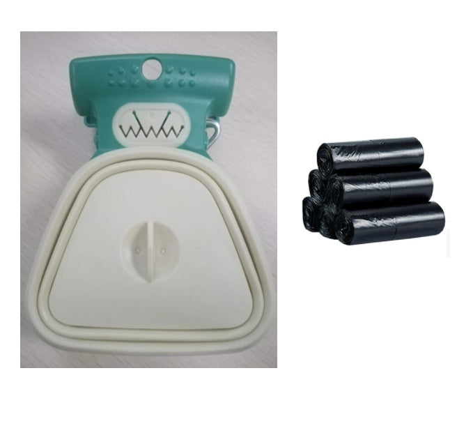 Foldable dog poop scooper with bag dispenser