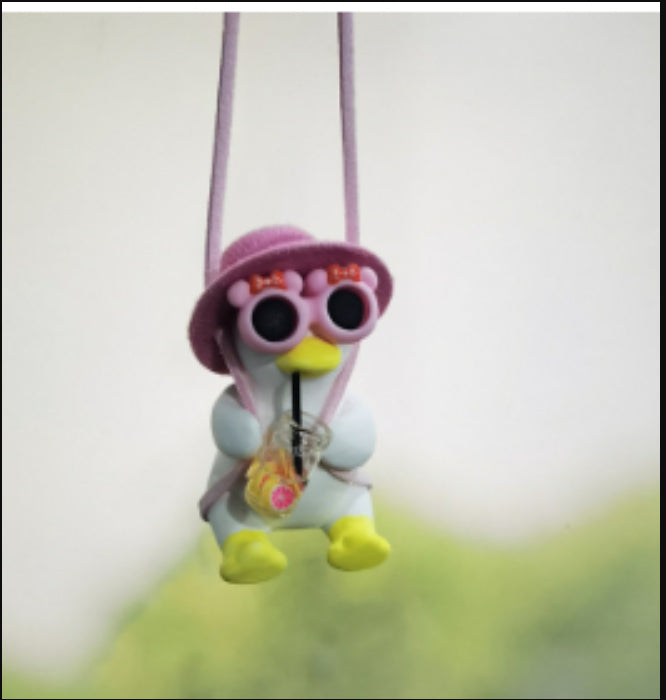 Cute anime duck car rearview mirror hanging pendant ornament