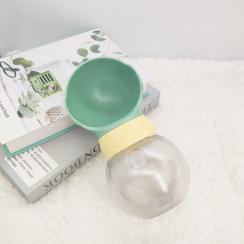 Portable dog water bottle with food bowl for travel