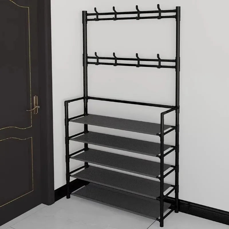 5-level metal shoe rack tool-free setup multi-purpose shoes and boots organizer for entryway closet bedroom hallway home storage