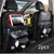 PU leather waterproof car seat back organizer with tray and storage pockets