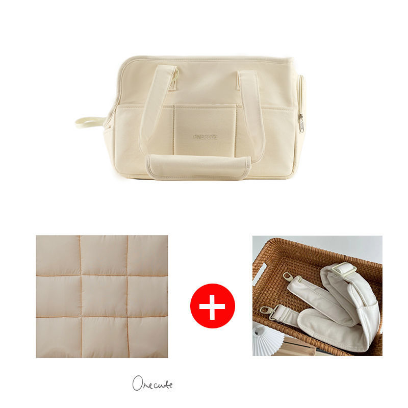 Beige nylon canvas pet carrier bag for small dogs