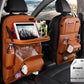 PU leather waterproof car seat back organizer with tray and storage pockets