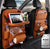 PU leather waterproof car seat back organizer with tray and storage pockets