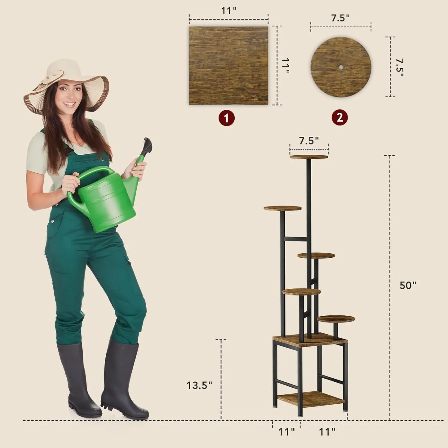 6-tier metal plant stand with adjustable grow lights for indoor plants succulents herbs and home decor