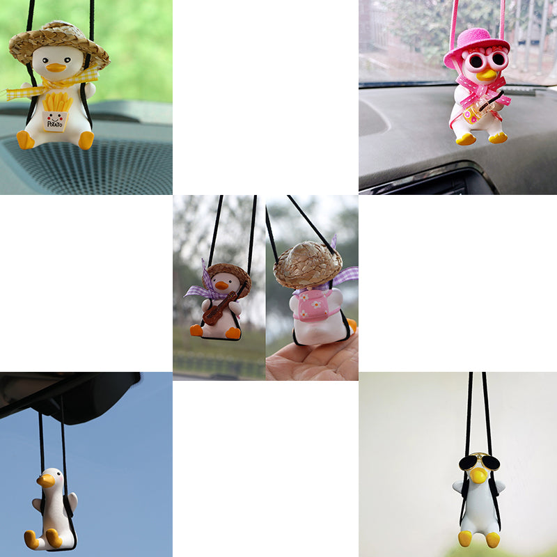 Cute anime duck car rearview mirror hanging pendant ornament