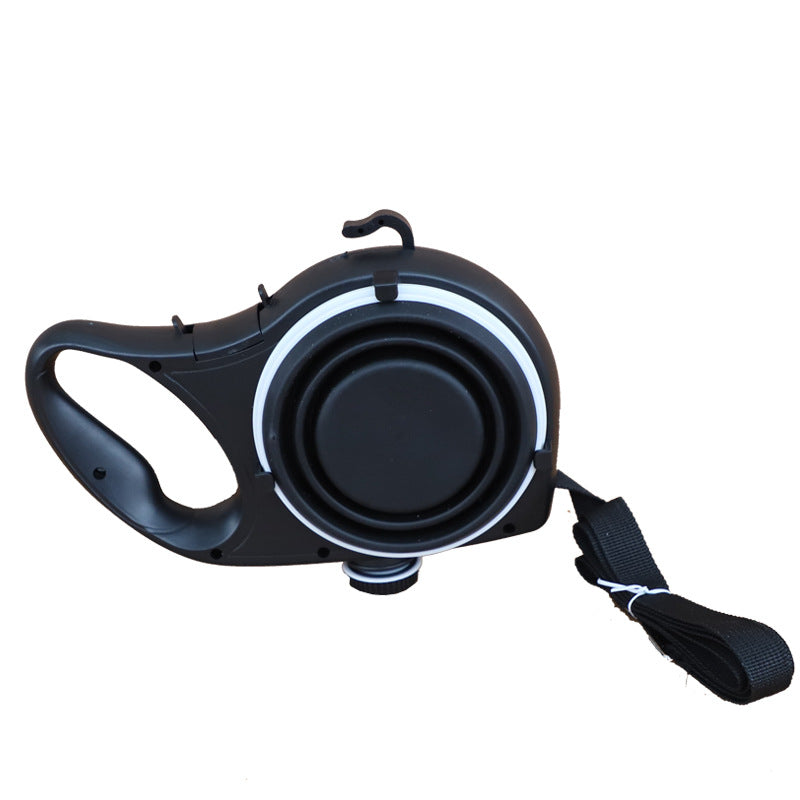 Portable dog leash with water bottle and cup