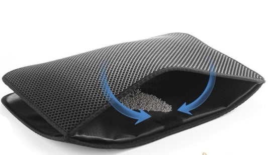 Waterproof double layer cat litter mat with honeycomb litter trapping design