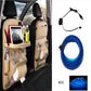 PU leather waterproof car seat back organizer with tray and storage pockets