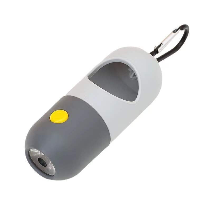 LED dog waste bag dispenser with poop scooper