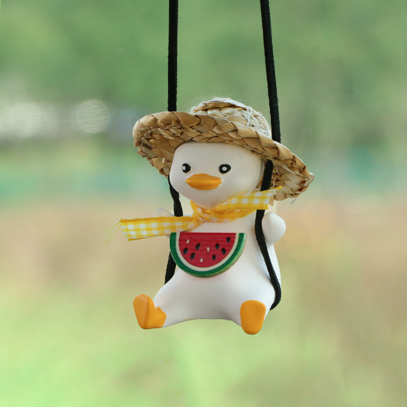 Cute anime duck car rearview mirror hanging pendant ornament