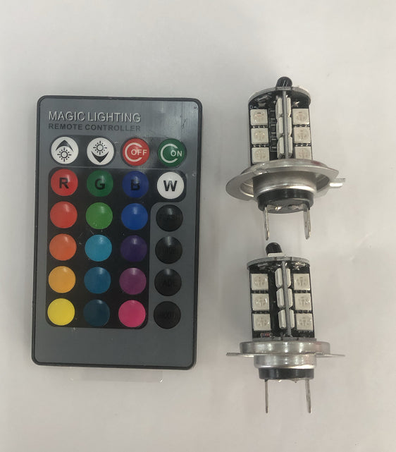 RGB LED fog lights with remote control for car