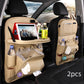 PU leather waterproof car seat back organizer with tray and storage pockets
