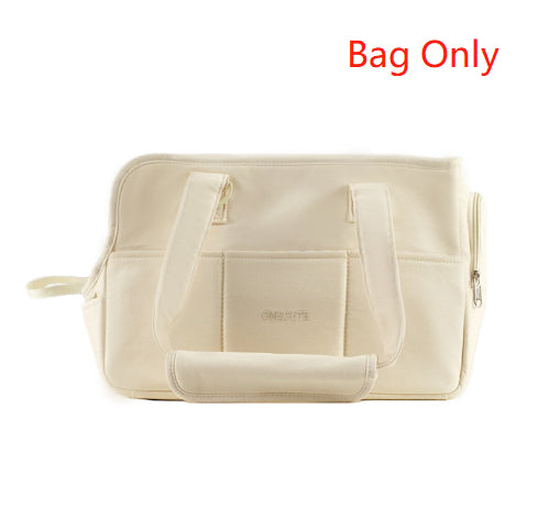 Beige nylon canvas pet carrier bag for small dogs