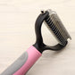 Double-sided dog dematting comb for long hair