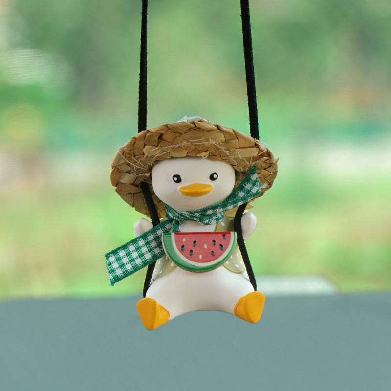 Cute anime duck car rearview mirror hanging pendant ornament