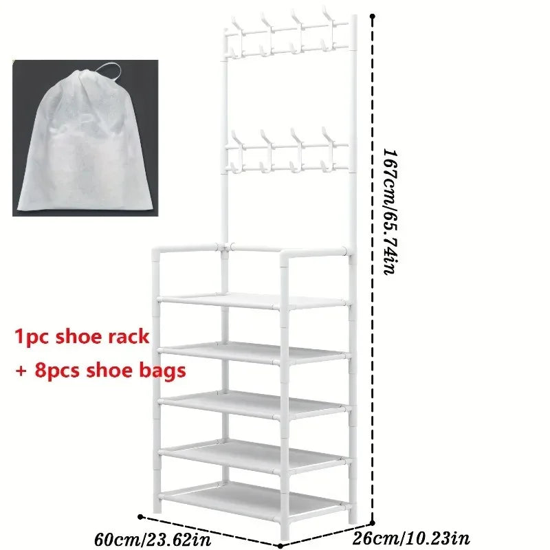 5-level metal shoe rack tool-free setup multi-purpose shoes and boots organizer for entryway closet bedroom hallway home storage