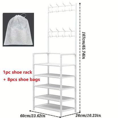 5-level metal shoe rack tool-free setup multi-purpose shoes and boots organizer for entryway closet bedroom hallway home storage