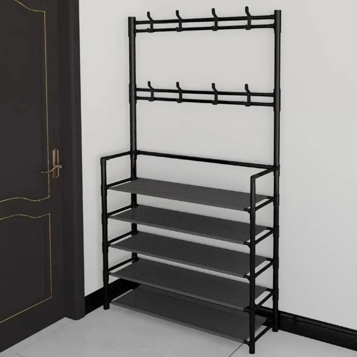 5-level metal shoe rack tool-free setup multi-purpose shoes and boots organizer for entryway closet bedroom hallway home storage