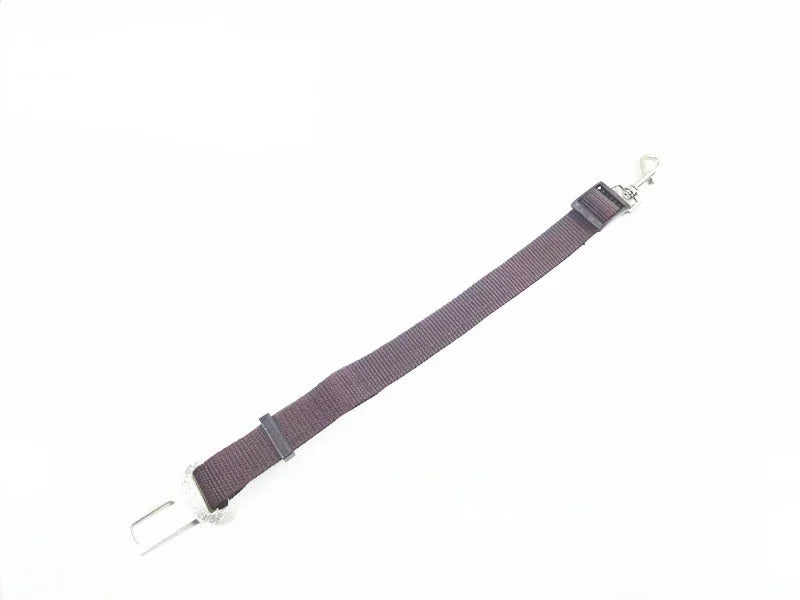 Adjustable nylon dog car seat belt with metal clasp