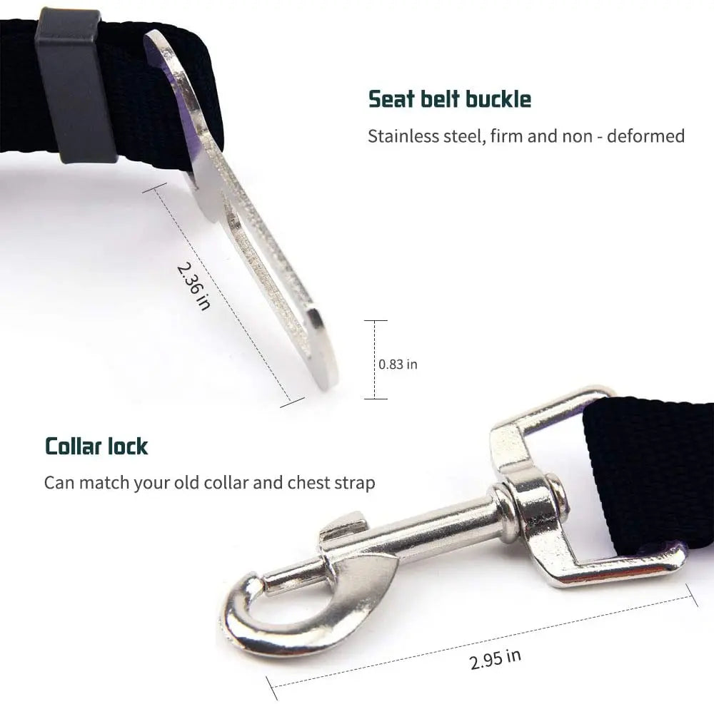 Adjustable pet seat belt extension for dogs and cats
