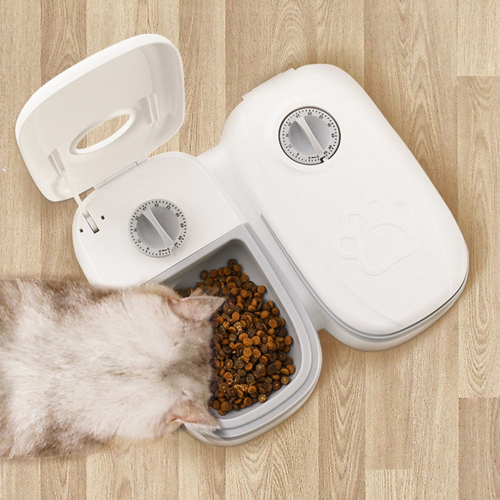 Automatic dog feeder for dry food and pet snacks