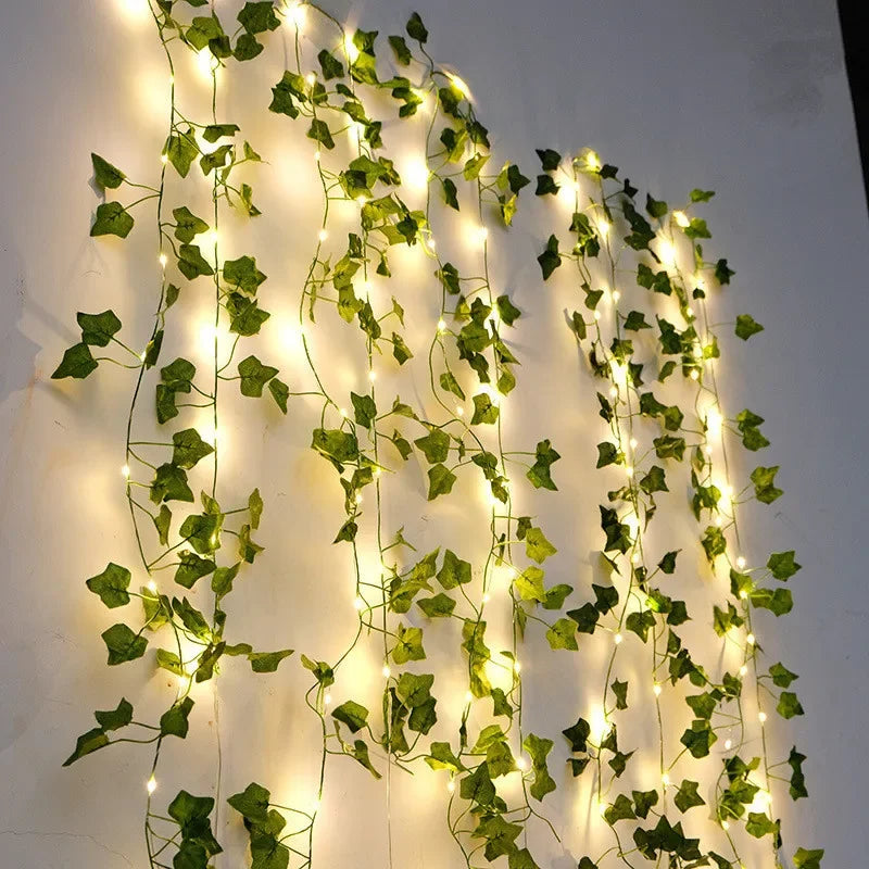 Battery Powered Flower Green Leaf String Lights 