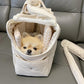 Beige nylon canvas pet carrier bag for small dogs