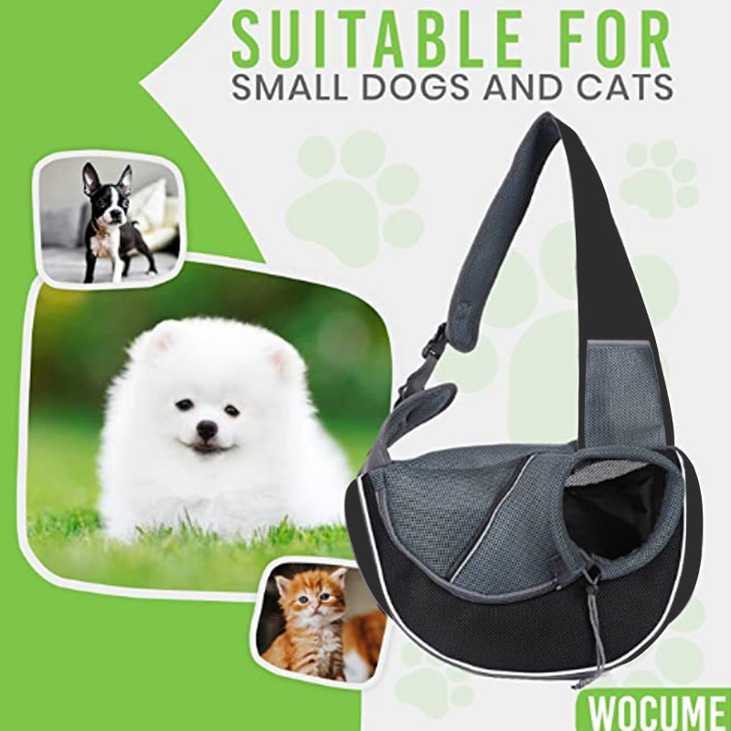 Black pet carrier bag with breathable mesh design