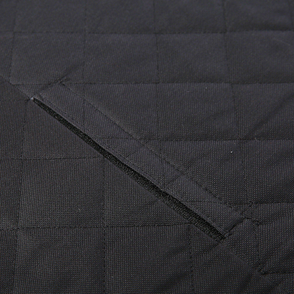 Black waterproof dog car seat cover with blue trim