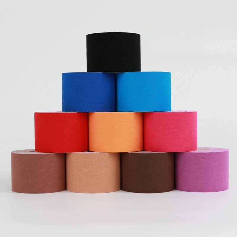 Blue athletic muscle support tape roll