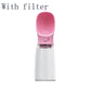 Blue dog water bottle with easy press button
