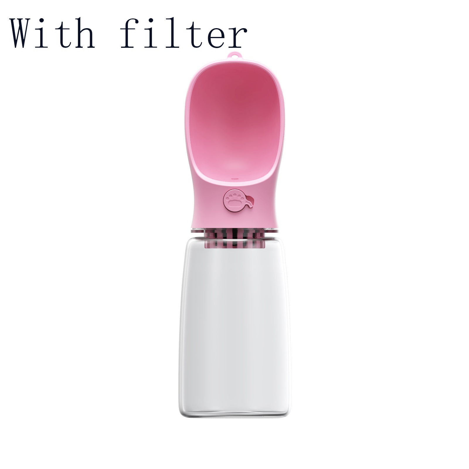 Blue dog water bottle with easy press button
