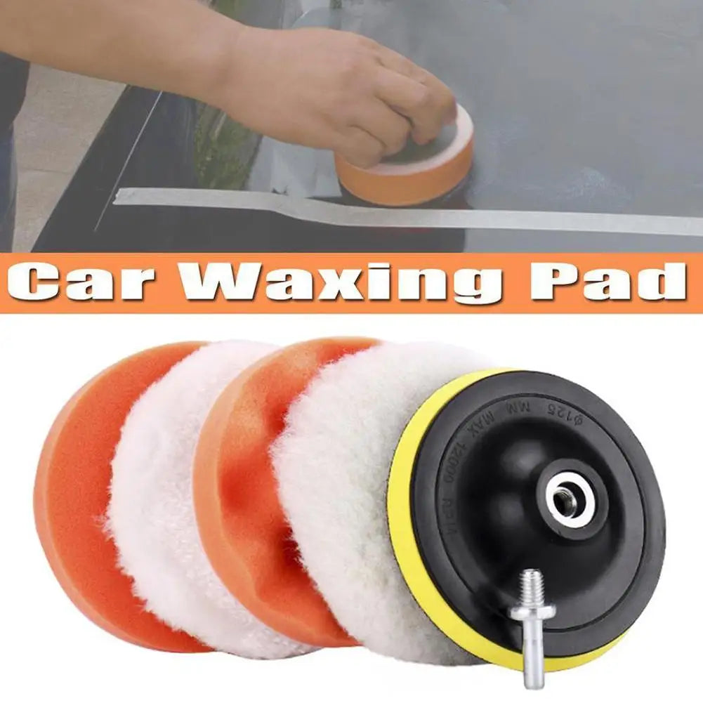 Car body polishing pad kit with sponge wool pads back plate and drill adapter for waxing and scratch cleaning