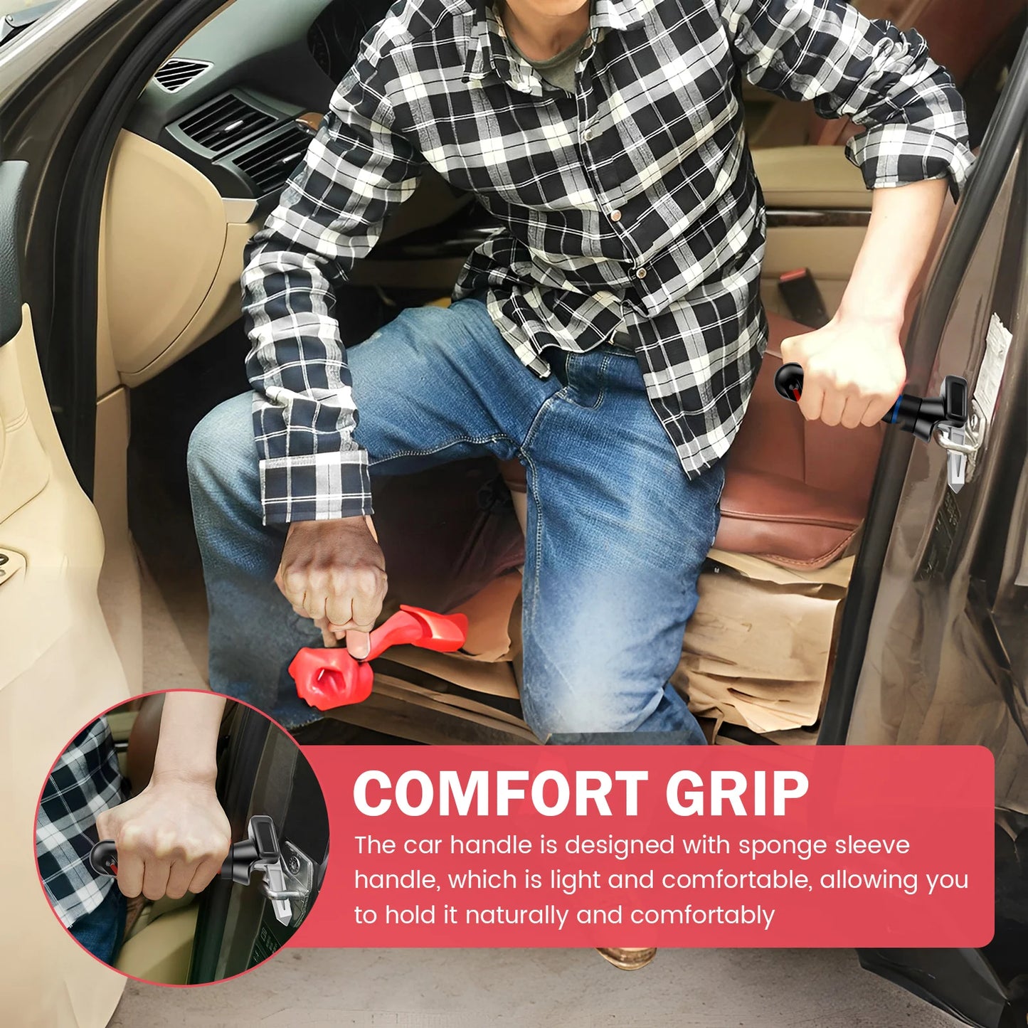 Car door handle cane assist grab bar for elderly vehicle support