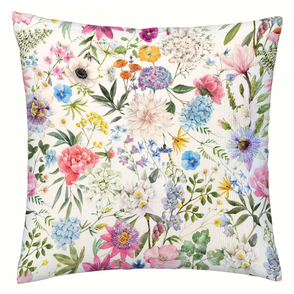 Colorful Flowers Pattern Throw Pillow Case