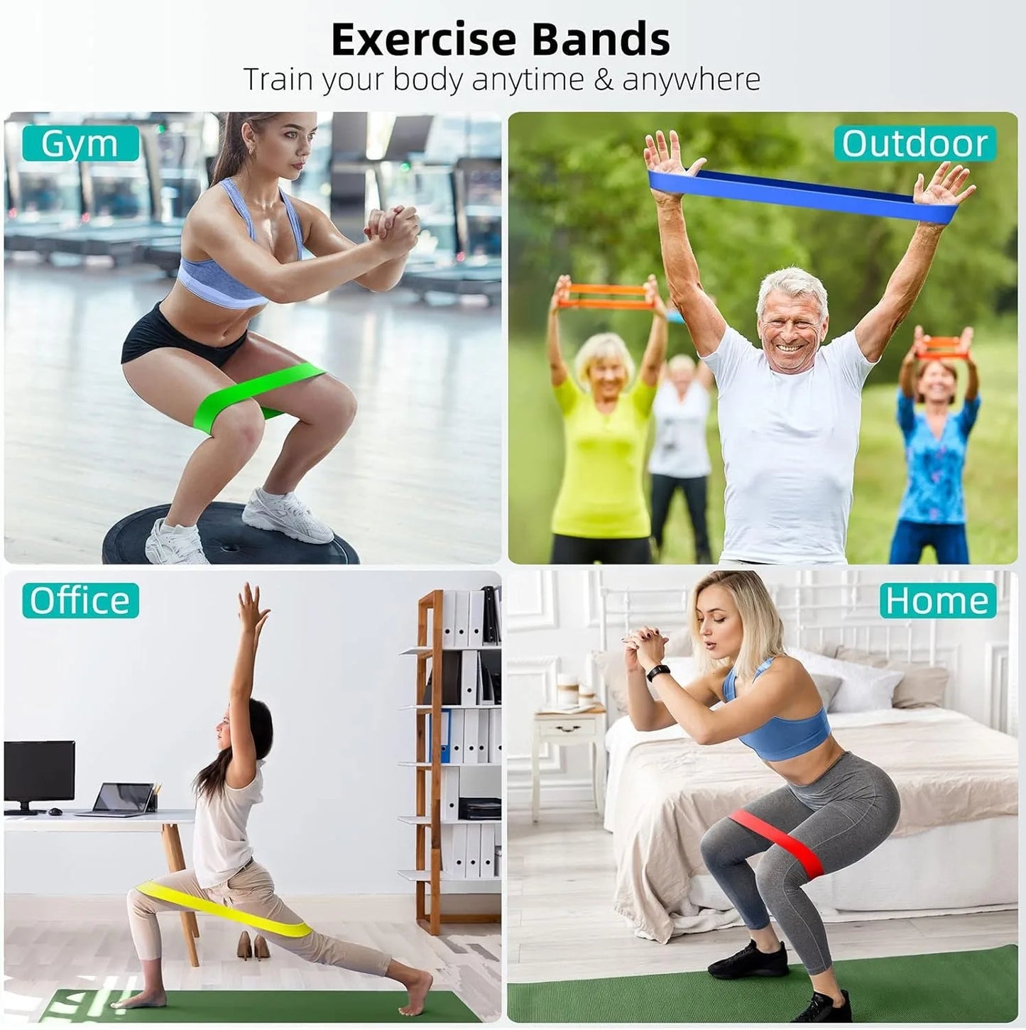 Colorful exercise bands with different resistance levels