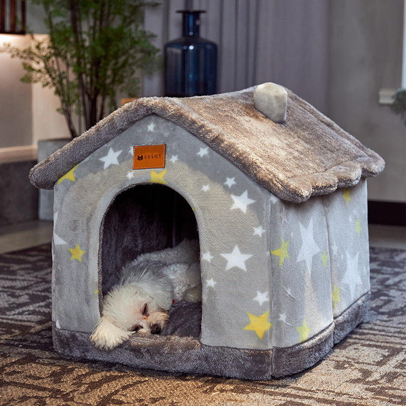Cozy plush pet house for cats and small dogs