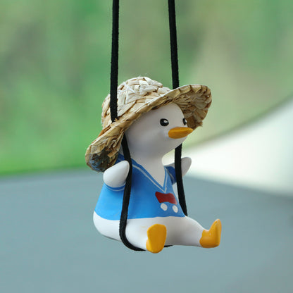 Cute anime duck car rearview mirror hanging pendant ornament