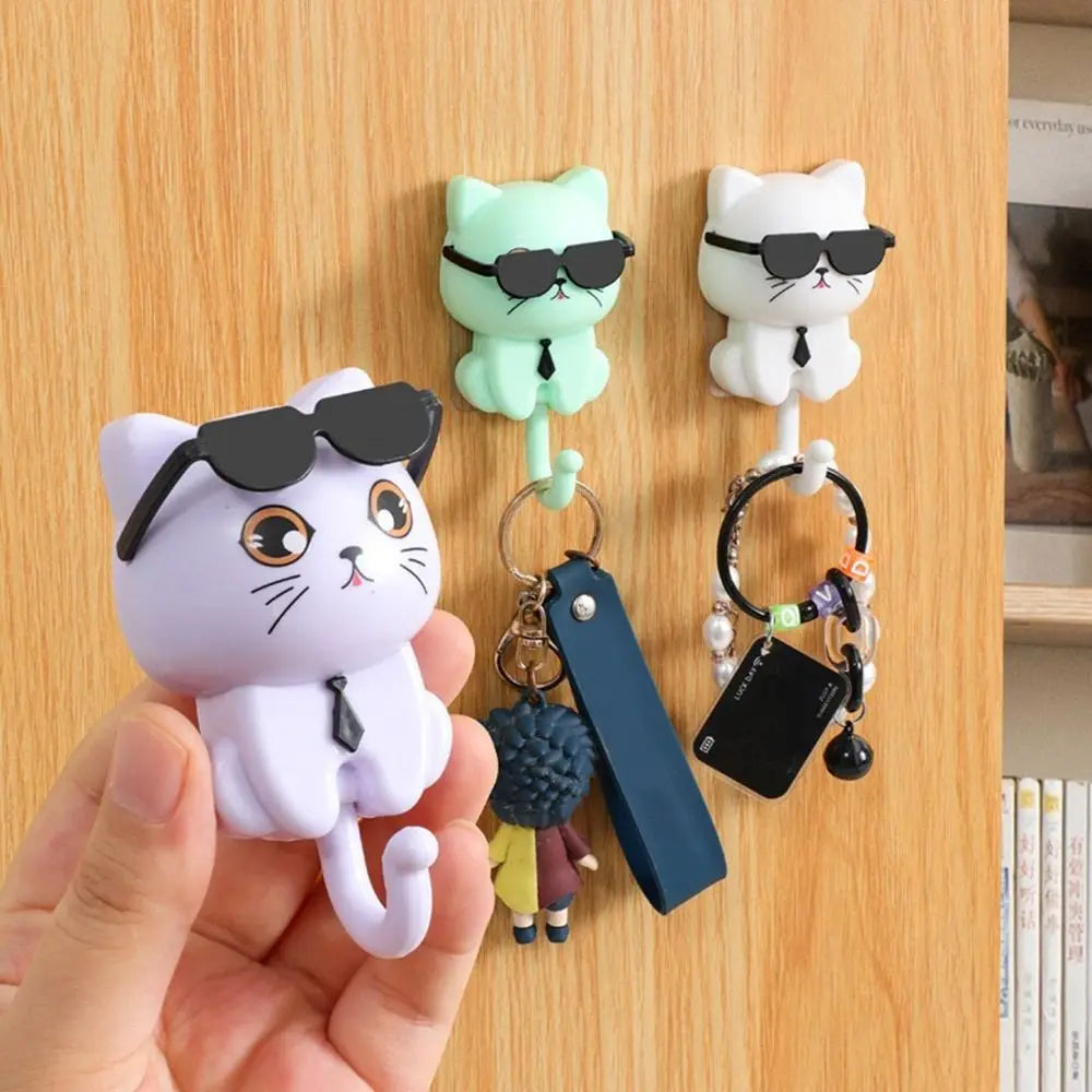 Cute cartoon cat waterproof wall hooks for keys and home decoration
