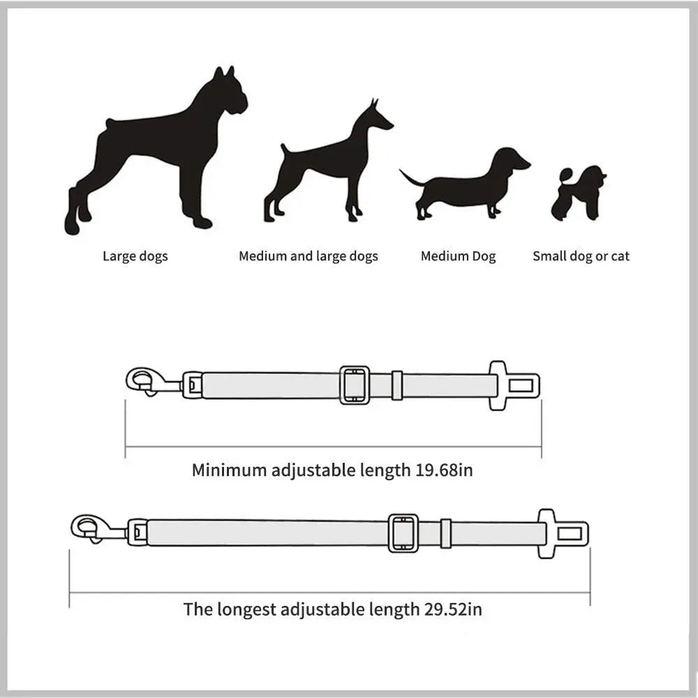 Dog car safety belt with metal hook and buckle connector