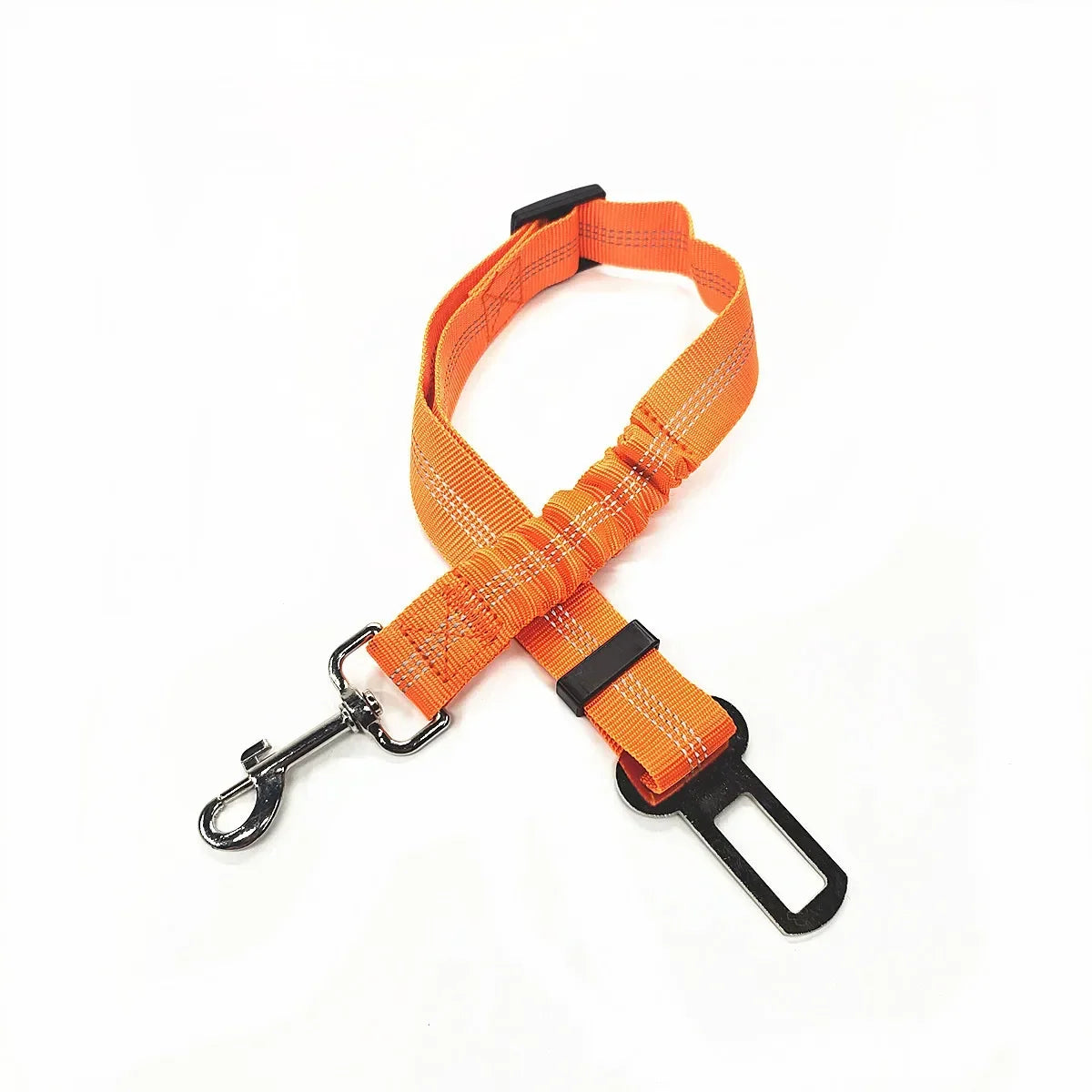 Dog harness lead attachment strap for car seat belt