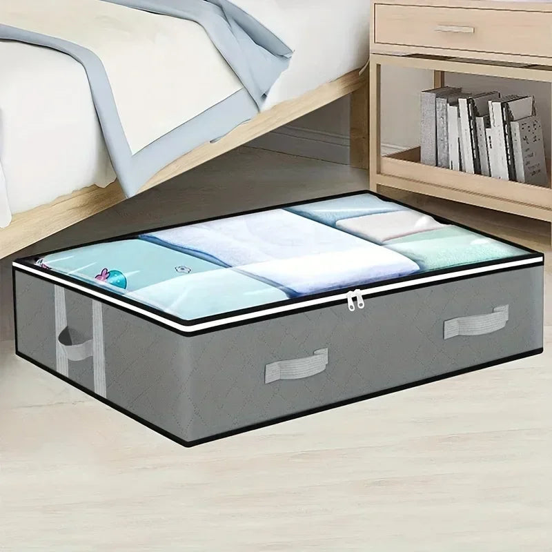 Dustproof under bed storage box with reinforced handles for bedroom organization