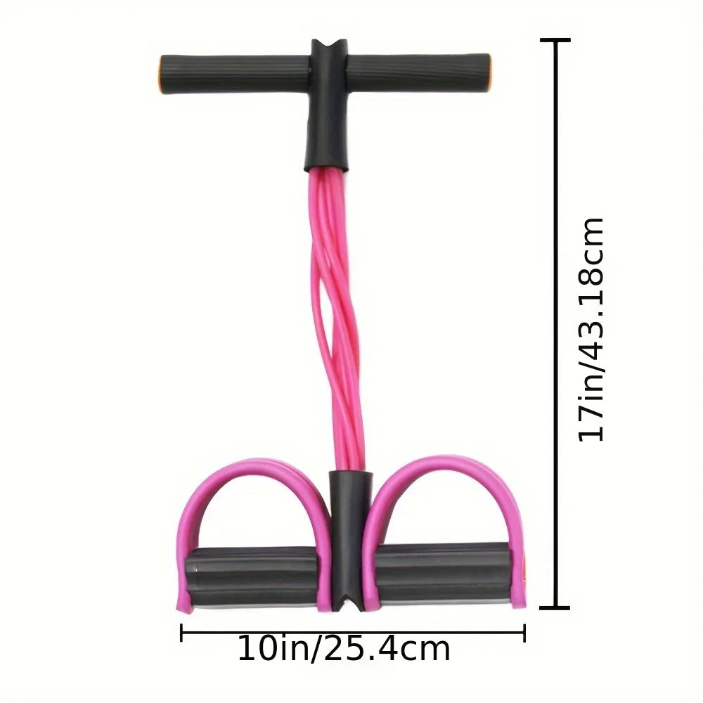 Elastic fitness band with foam handle and non-slip pedal