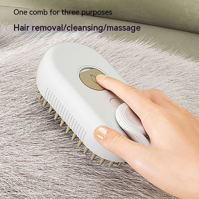 Electric spray massage comb for cat grooming and loose hair removal