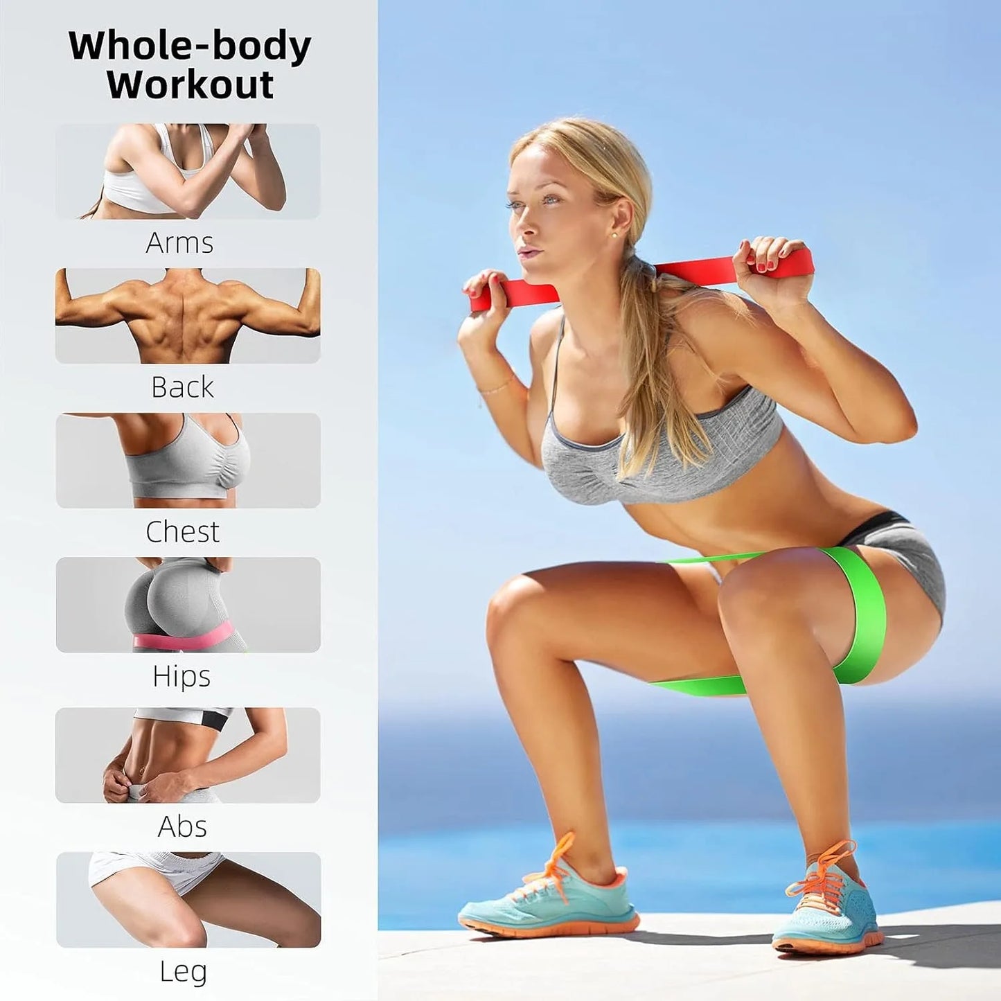 Fitness exercise bands for home gym workouts