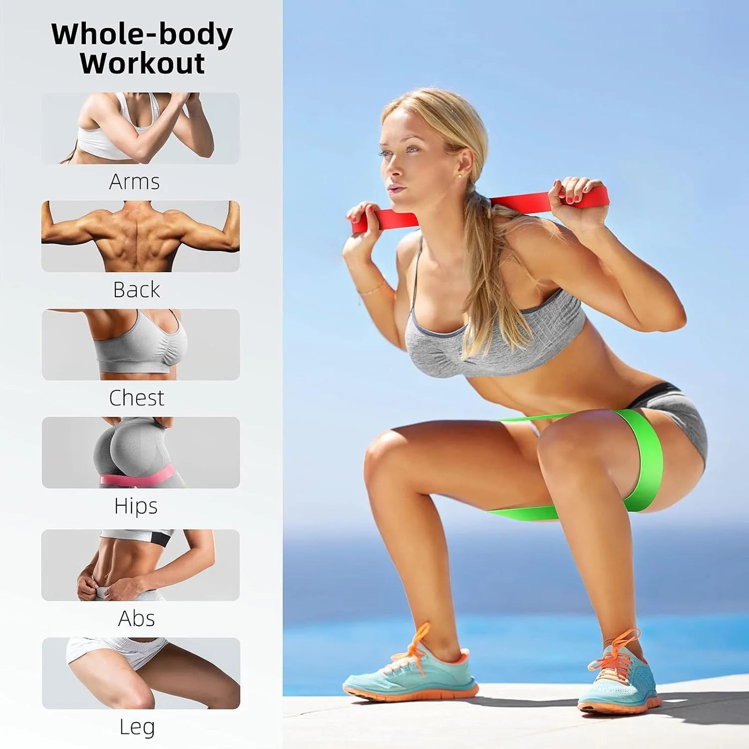 Fitness exercise bands for home gym workouts