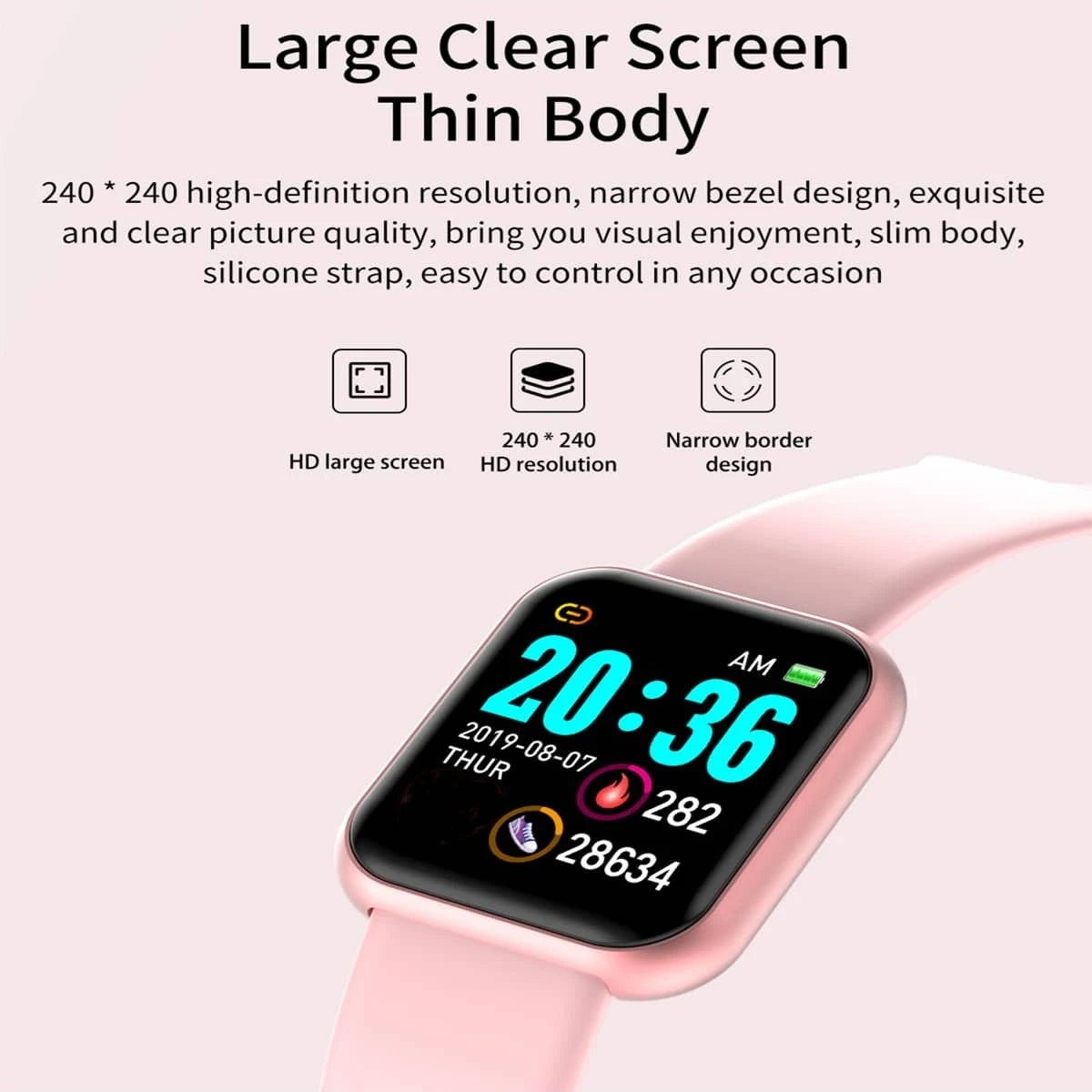 Fitness smartwatch with heart rate and sleep monitor